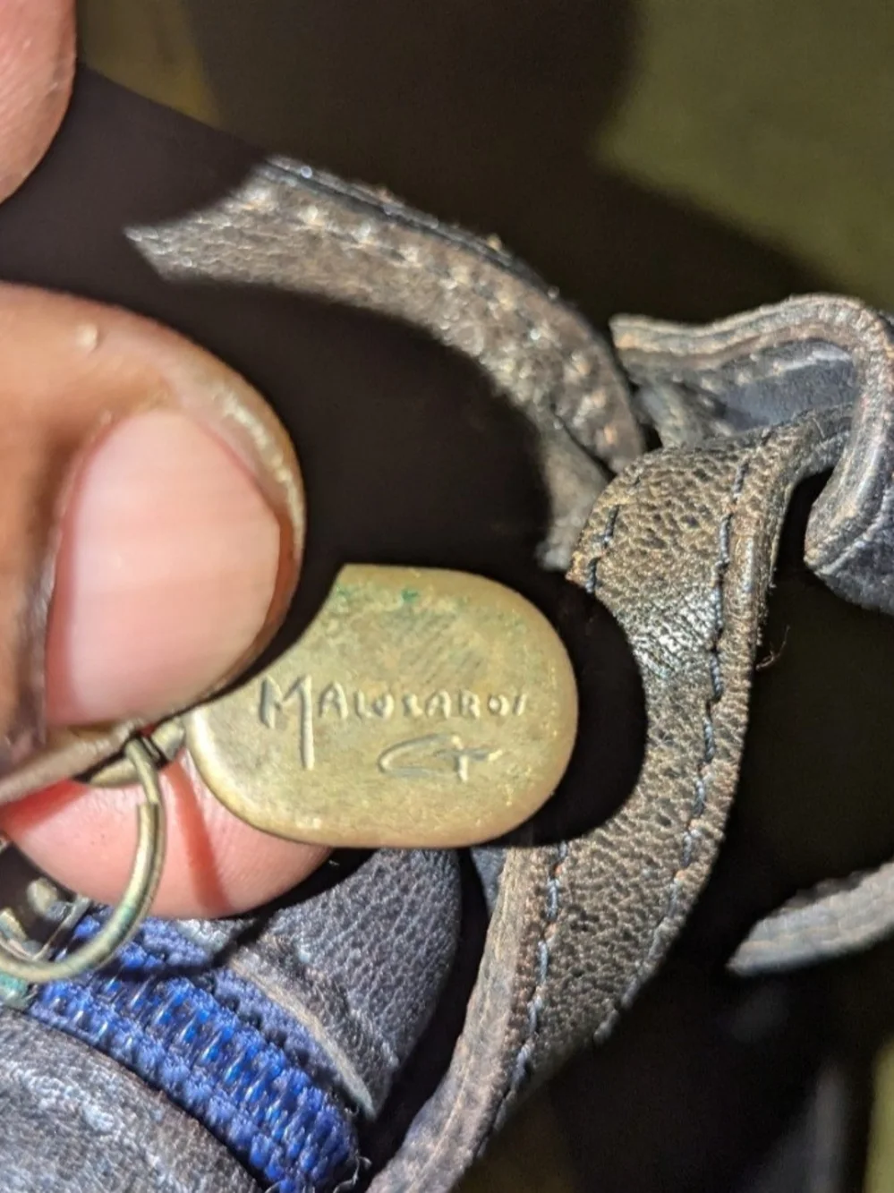 Black Leather Crossbody Messenger Bag By Malusardi